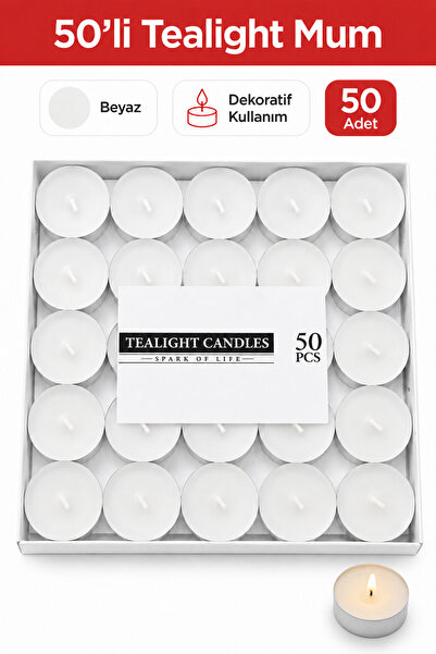 Arkhelais Tealight Mum Beyaz Metal Kaplı Dekoratif Mum Seti Ev Ofis Süsleme M...