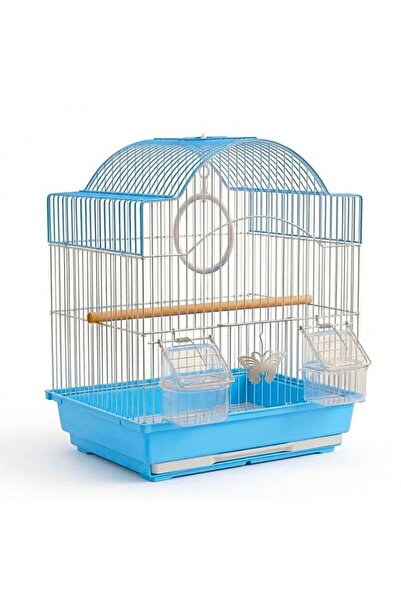 Golden cat قفص طيور فاخر (أزرق) 30x26x39 سم - قفص طيور دائري معلق للزينة مع ص...