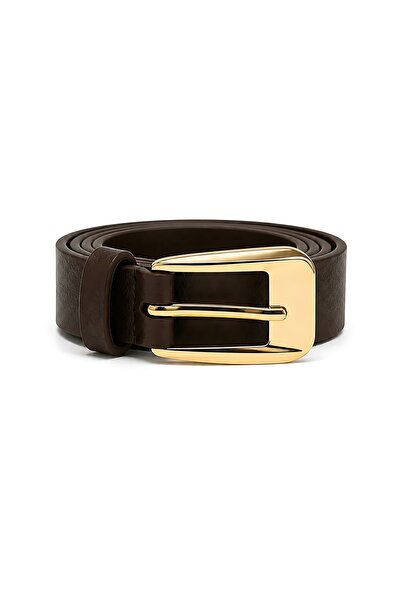 SHAKA Brown Shk3015 Women's Mini D Gold Buckle Thin Faux Leather Waist Belt