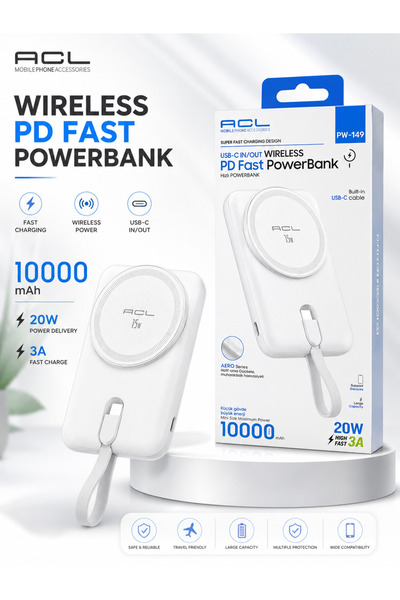 hanao Kablosuz 20W 3A, Akıllı Saat Şarjı Destekli 10.000MAH Wireless Powerbank
