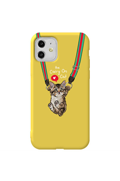 Other Apple iPhone 11 Swinging cat Yellow Colored Silicone TPU Θήκη