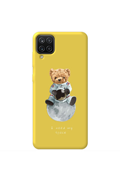 Other Samsung A12 Bear in space Yellow Colored Silicone TPU Θήκη