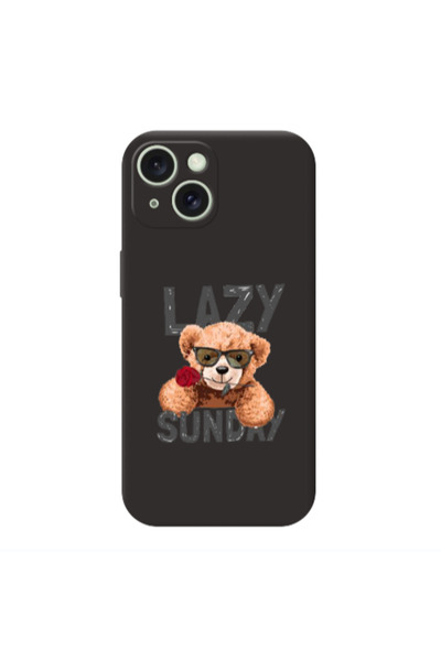Other Apple iPhone 15 Plus Lazy sunday Black Colored Silicone TPU Θήκη