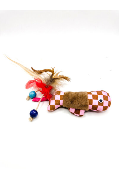 Tasma Market Plush Fish Cat Toy - Furry Beaded Teething and Biting Toy 12 cm