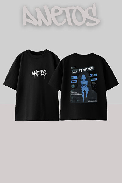 Anetos Tricou negru unisex cu imprimeu Billie Eilish_38 Design Printed, model...