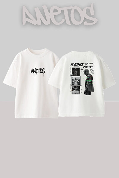 Anetos Kanye West_29 Design Printed Unisex Oversize Fit White Tshirt
