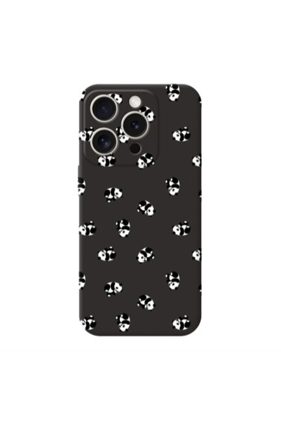 Other Apple iPhone 15 Pro Small Pandas Black Colored Silicone TPU Θήκη