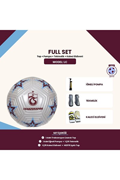 Trabzonspor Lisanslı Lc 5 Numara Futbol Topu + Pompa + Tekmelik + Eldiven - F...