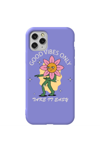 Other Apple iPhone 11 Pro Good Vibes Only Purple Colored Silicone TPU Θήκη