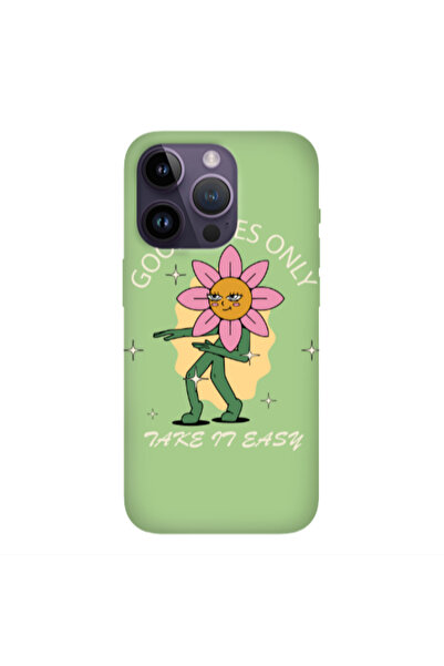 Other Apple iPhone 14 Pro Max Good Vibes Only Light Green Colored Silicone TP...