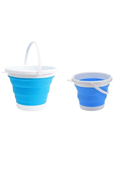 A.S.I.N.C. Set of two foldable buckets 3L + 5L, white/blue, silicone and plastic