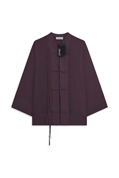 praye Bağlama Detaylı Kimono Bordo