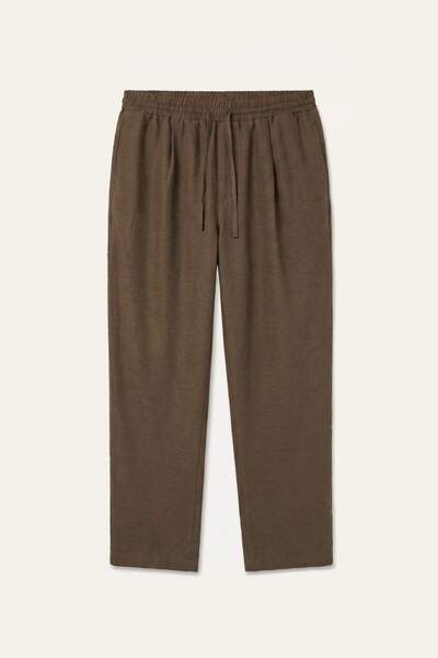 DeFacto Straight Fit Elastic Waist Linen Beige Trousers G8194Ax26Sm