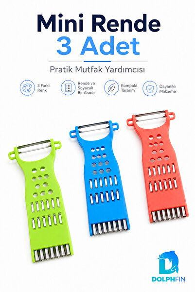 DolphFin 3-Piece Mini Grater Set with Peeler, Multi-Purpose Vegetable and Che...