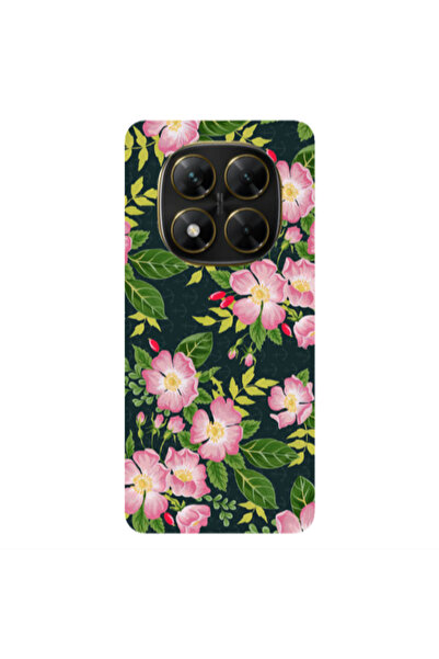 Other Xiaomi Poco X7 Pink flowers green laves Transparent Silicone TPU Θήκη