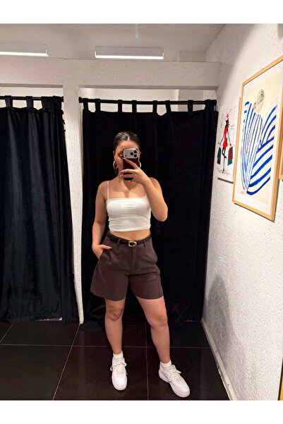 Wenya Butik Kemerli Tencel Şort