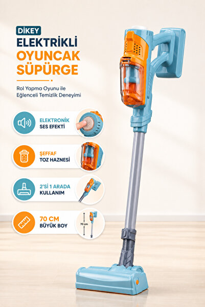 YILDIRIM OYUNCAK Electric Sound Toy Vertical Vacuum Cleaner 70 cm – 2-in-1 Up...