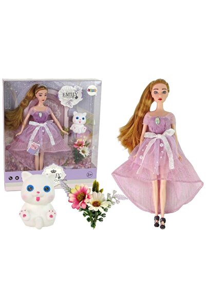 LeanToys Papusa Emily, leantoys, par lung, pisoi alb
