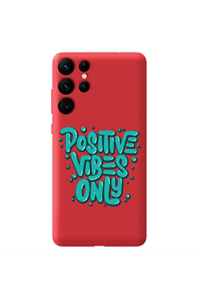 Other Samsung S22 Ultra Positive Vibes Only Red Colored Silicone TPU Θήκη
