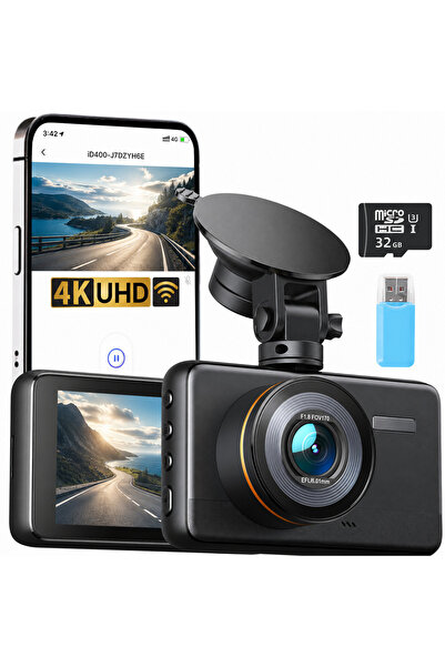 Velixo Cameră de bord 4K, 170 °   Unghi, Viziune nocturnă, Senzor G, Monitori...