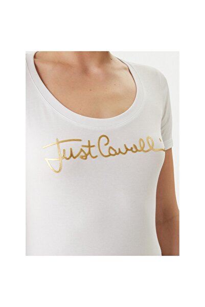 Just Cavalli Tricou de damă 80PAHT02 CJ502 Alb