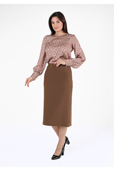 Guzella High waist pencil skirt with slit detail