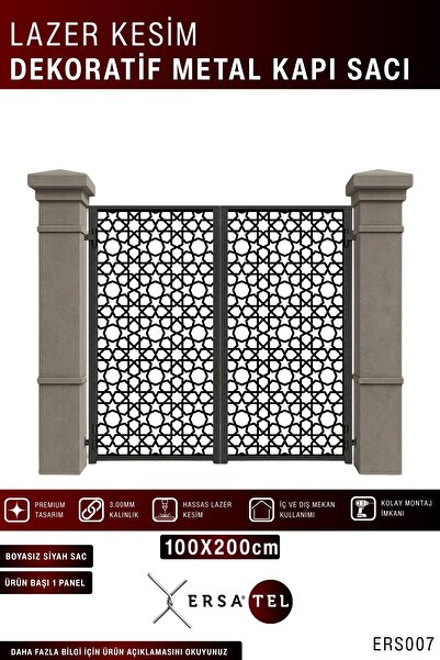ERSA DEMİR ÇELİK Ersatel Modern Lazer Kesim Bahçe ve Villa Kapı Sacı (boyasız)