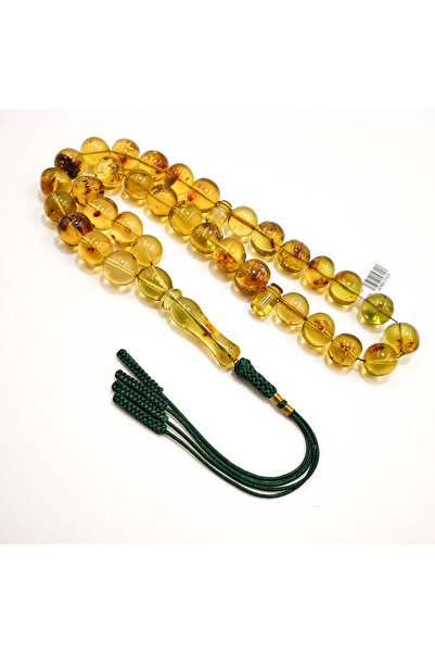 Generic Colombian Insect Amber Rosary 33 Beads 15.5mm Lemon Gold Prayer Beads...
