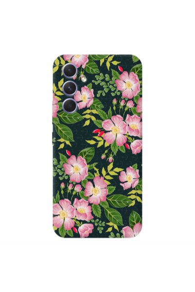 Other Samsung A54 Pink flowers green laves Transparent Silicone TPU Θήκη