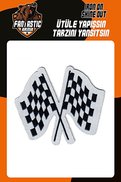 FANTASTIC ARMA Damalı Yarış Bayrağı Dokuma Arma Ütüle Yapışan Patch Yama 6x5....
