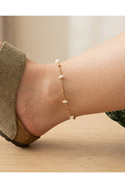 BHCL Turquoise Stone Ball Chain Anklet, White Stone Steel Anklet, Tarnish Res...