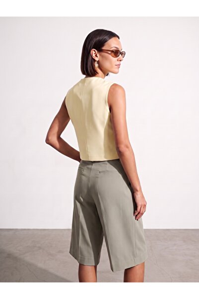 Dilvin 60624 Asimetrik Kesim Yelek-Sarı
