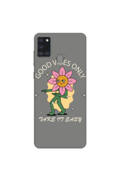 Other Samsung A21S Good Vibes Only Grey Colored Silicone TPU Θήκη