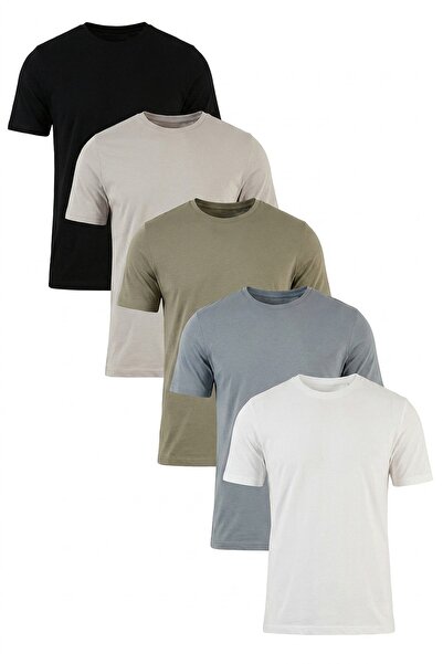 Buratti Pamuklu Regular Fit Bisiklet Yaka 5'li Paket T Shirt Erkek T SHİRT 59...