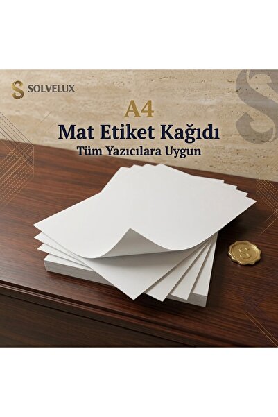 SOLVELUX ملصق لاصق غير لامع مع خرطوشة حبر مناسب لجميع الطابعات مقاس A4 100 قطعة