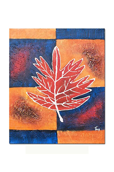 artnova Ръчно рисувана абстрактна картина, Кленов лист, 60x50см, маслени бои ...