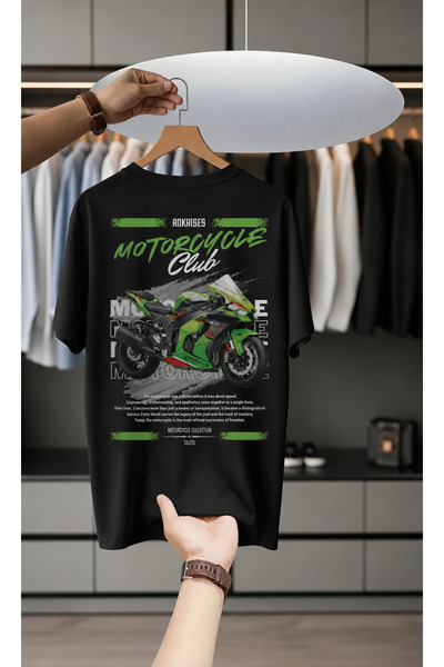 İnazuma Outdoors Unisex Oversize Printed Cotton Crew Neck Short Sleeve Black ...