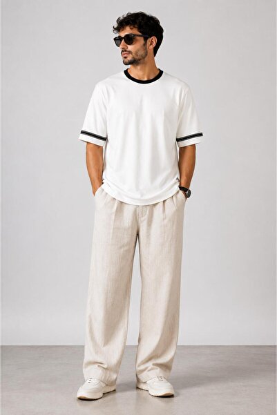 ALEXANDERGARDI Contrast Collar Basic T-Shirt with Stripe Detail