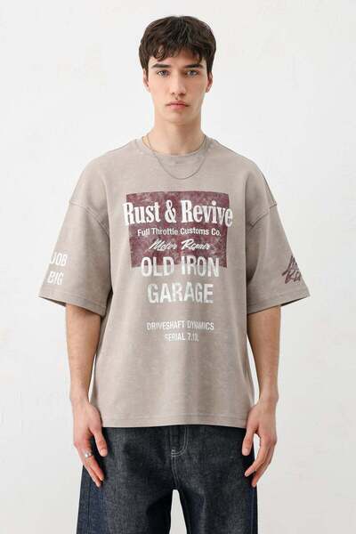 VAMOSCLO Oversize printed t-shirt mink