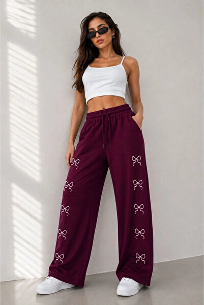 Keops Women's Osy Modal Soft Textured Embroidered Oversize Wide Leg Sweatpant...