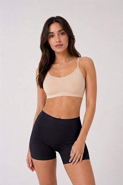 MoondyFit Lazer Kesim Yüksek Bel Görünmez Toparlayıcı Boxer Silikonlu Siyah R...