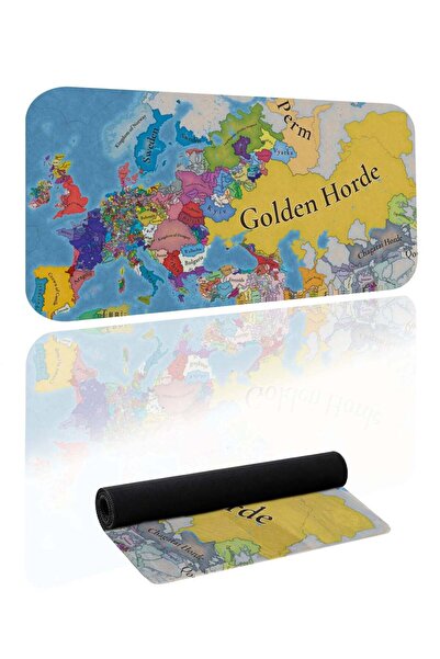Europa Universalis Temalı Tarihi Harita Desenli Geniş Oyuncu Mousepad 40x90 CM