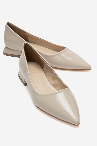 CCWAY AYAKKABI Women's Plain Ballet Flats Ten Kirişik