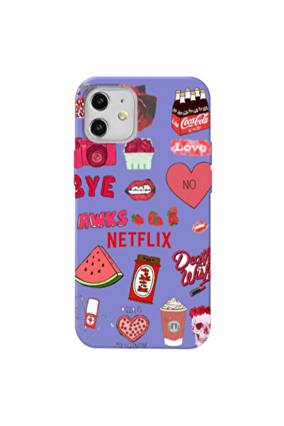 Other Apple iPhone 12 pizza is my valentine Purple Colored Silicone TPU Θήκη