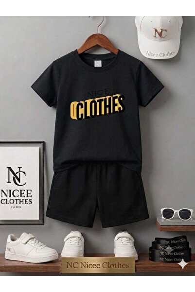 NC Nicee Clothes Summer Children's T-Shirt Shorts Unisex (Horizontal Nice Clo...