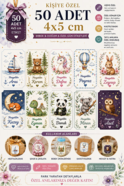 YEAP OFFICE Kişiye Özel Kolonya Çikolata Özel Gün Etiketi Baby Shower Sticker...