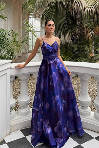 Sindimoda Feza Desenli Askı Detay Abiye 1093