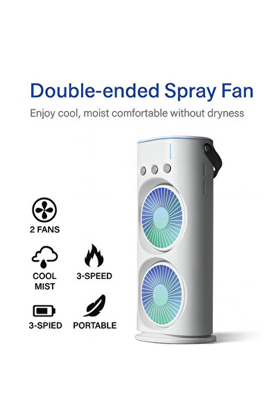 iqra Dual Fan Mist Humidifier with 3-Speed Rechargeable Cooling Power