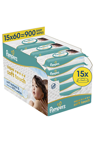 Pampers Monthly Πάμπερς Ακουα Σοφτ Μωρομάντηλα με 99% Νερό, χωρίς Παραβέν, 15...