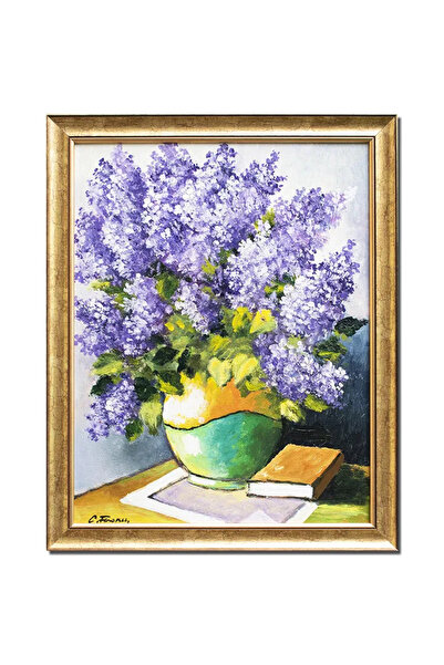 artnova Ζωγραφική με βάζο, νυχτερίδα και βιβλίο, ζωγραφισμένη στο χέρι, κορνι...